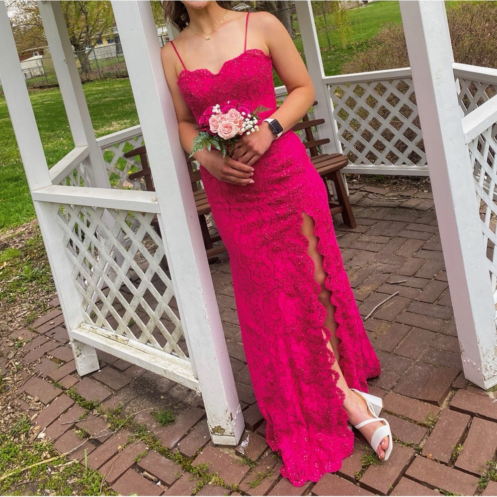 Pink Lace Prom Dress